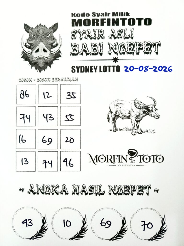 SYAIR TOGEL BABI NGEPET SYDNEY LOTTO 20 AGUSTUS 2026