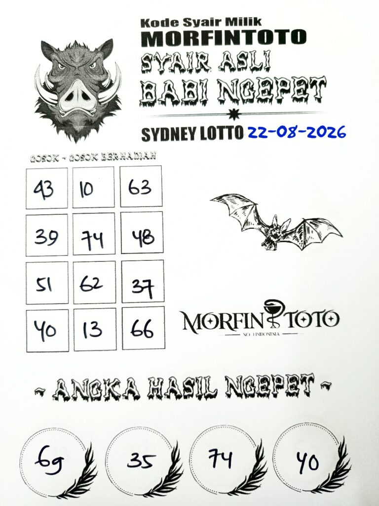 SYAIR TOGEL BABI NGEPET SYDNEY LOTTO 22 AGUSTUS 2226
