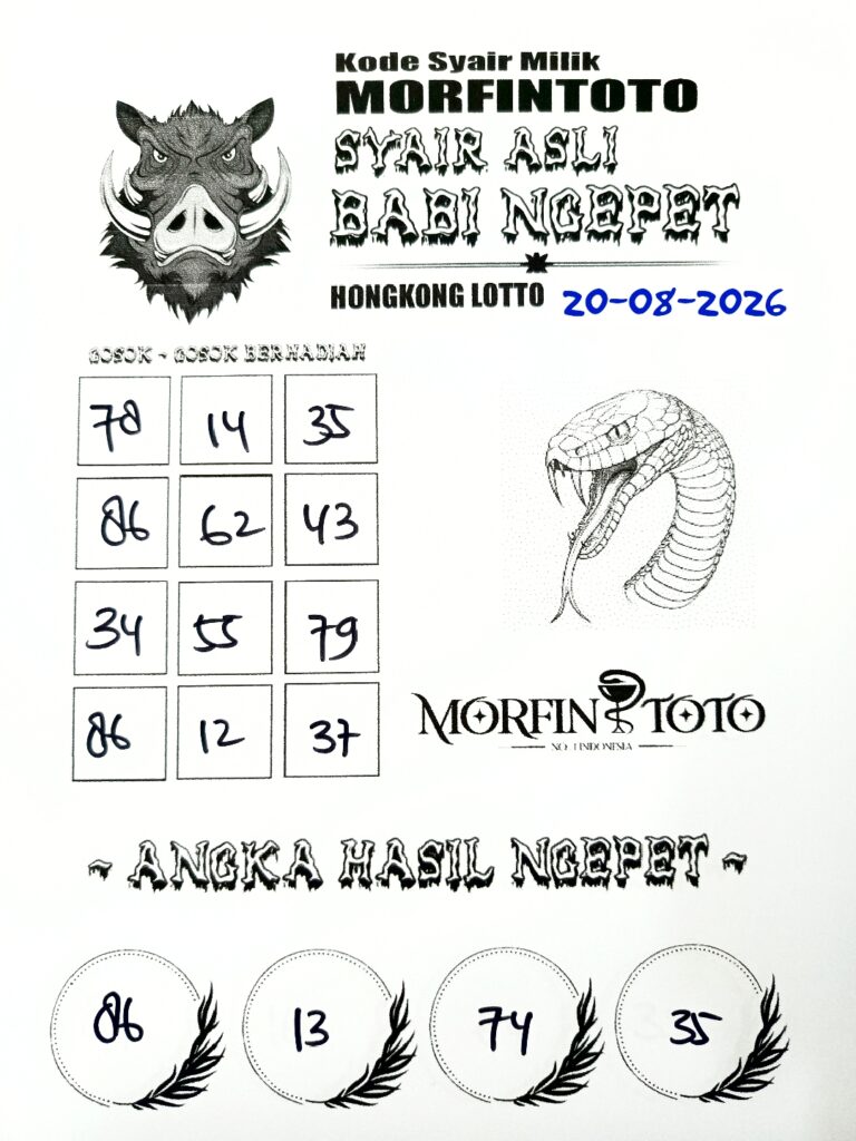 SYAIR TOGEL BABI NGEPET HONGKONG LOTTO 20 AGUSTUS 2026