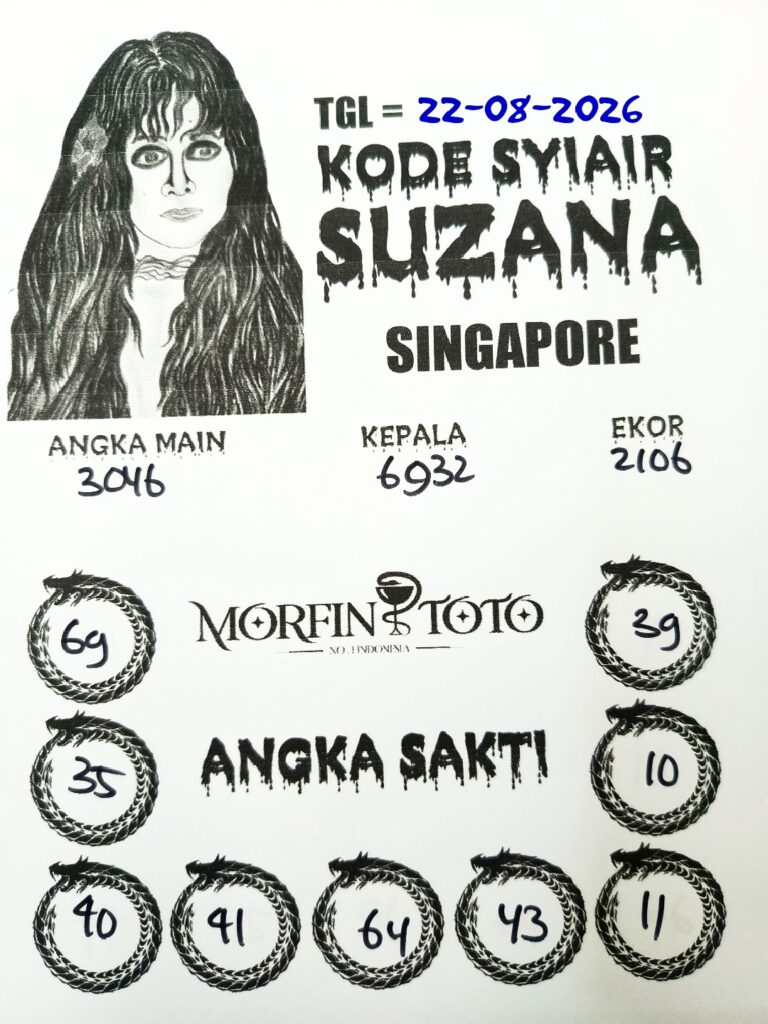 SYAIR TOGEL SUZANA SINGAPORE POOLS 22 AGUSTUS 2226