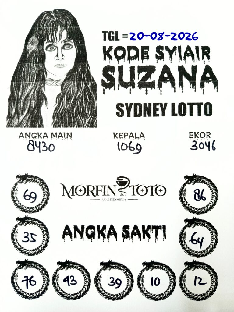 SYAIR TOGEL SUZANA SYDNEY LOTTO 20 AGUSTUS 2026