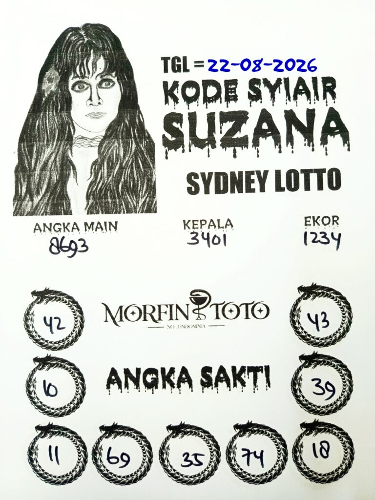 SYAIR TOGEL SUZANA SYDNEY LOTTO 22 AGUSTUS 2226