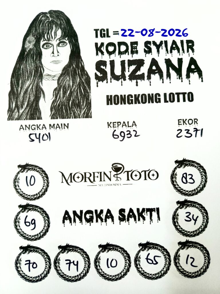 SYAIR TOGEL SUZANA HONGKONG LOTTO 22 AGUSTUS 2226