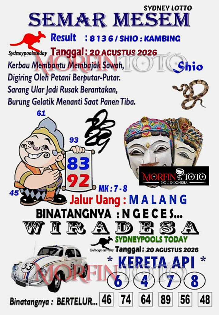 SYAIR TOGEL SEMAR MESEM SYDNEY LOTTO 20 AGUSTUS 2026