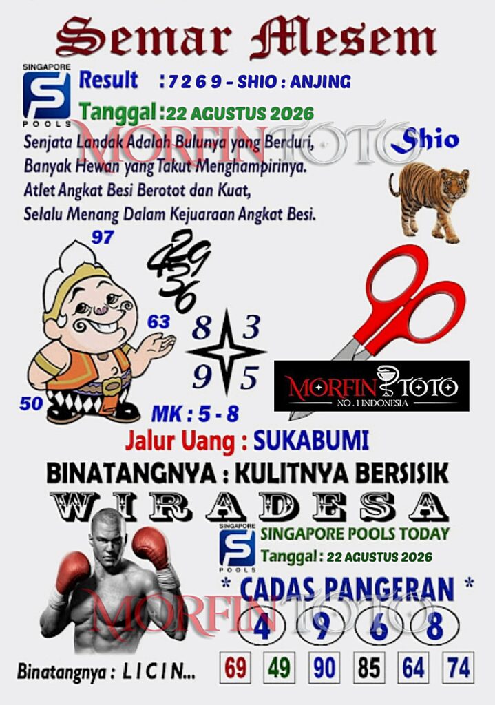 SYAIR TOGEL SEMAR MESEM SINGAPORE POOLS 22 AGUSTUS 2226
