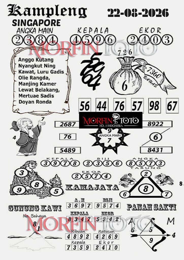 SYAIR TOGEL KAMPLENG SINGAPORE POOLS 22 AGUSTUS 2226