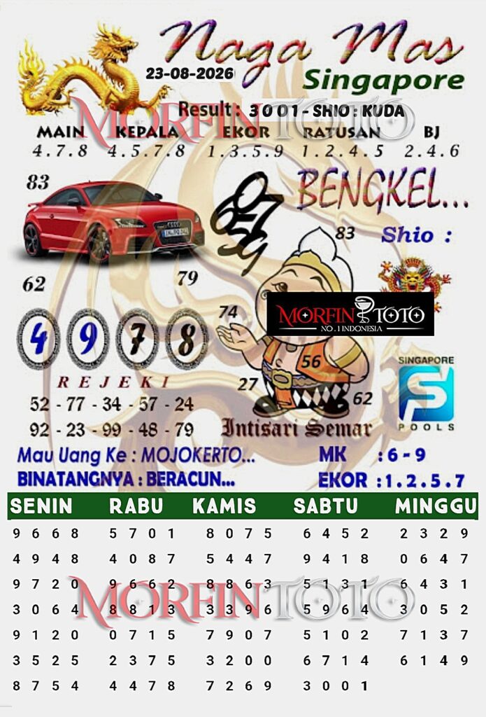 SYAIR TOGEL NAGA MAS SINGAPORE POOLS 23 AGUSTUS 2326