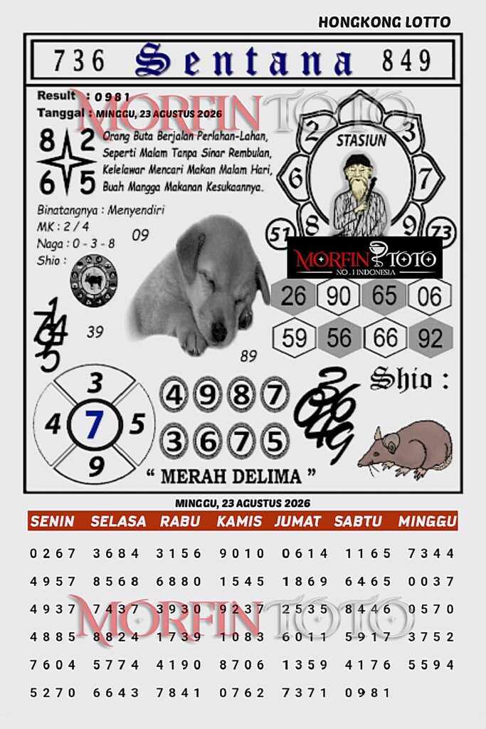 SYAIR TOGEL SENTANA HONGKONG LOTTO 23 AGUSTUS 2326
