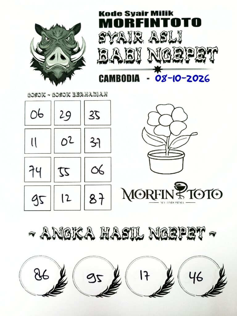 SYAIR BABI NGEPET CAMBODIA  HARI INI 08 OKTOBER 2086