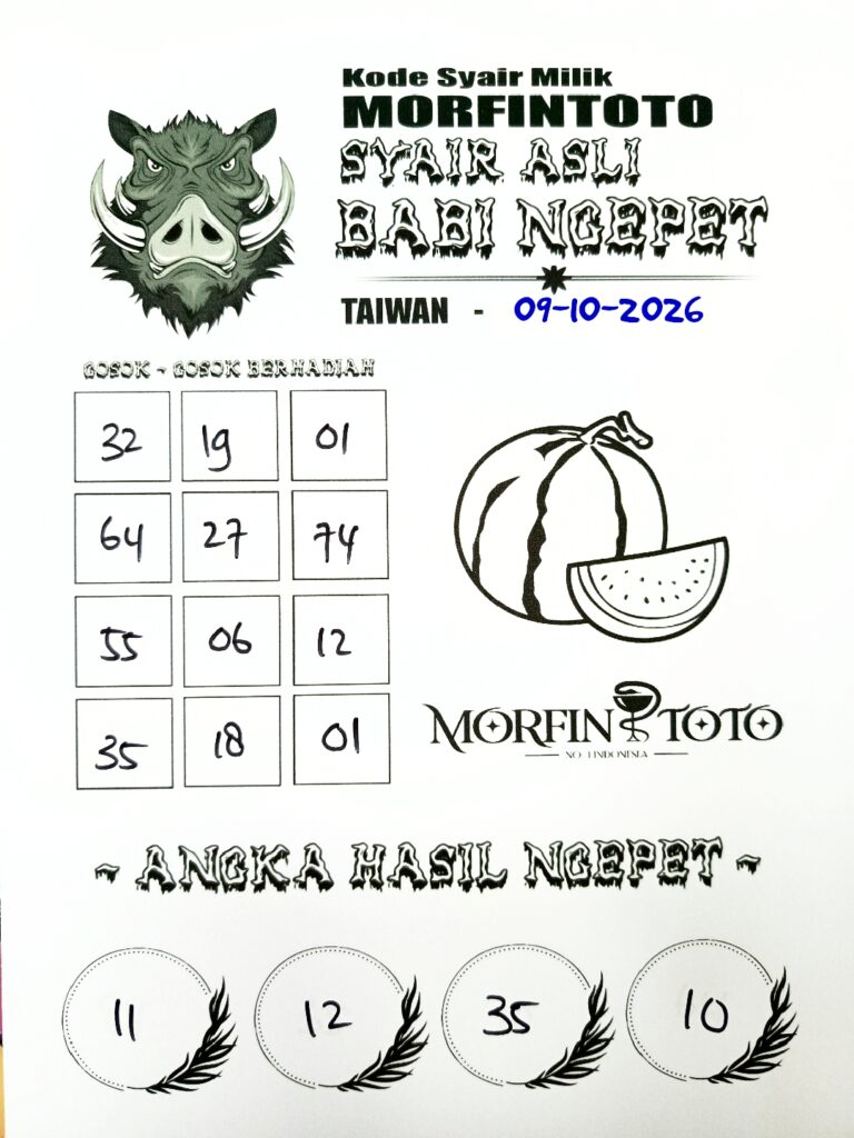 SYAIR TOGEL BABI NGEPET TAIWAN 09 OKTOBER 2096