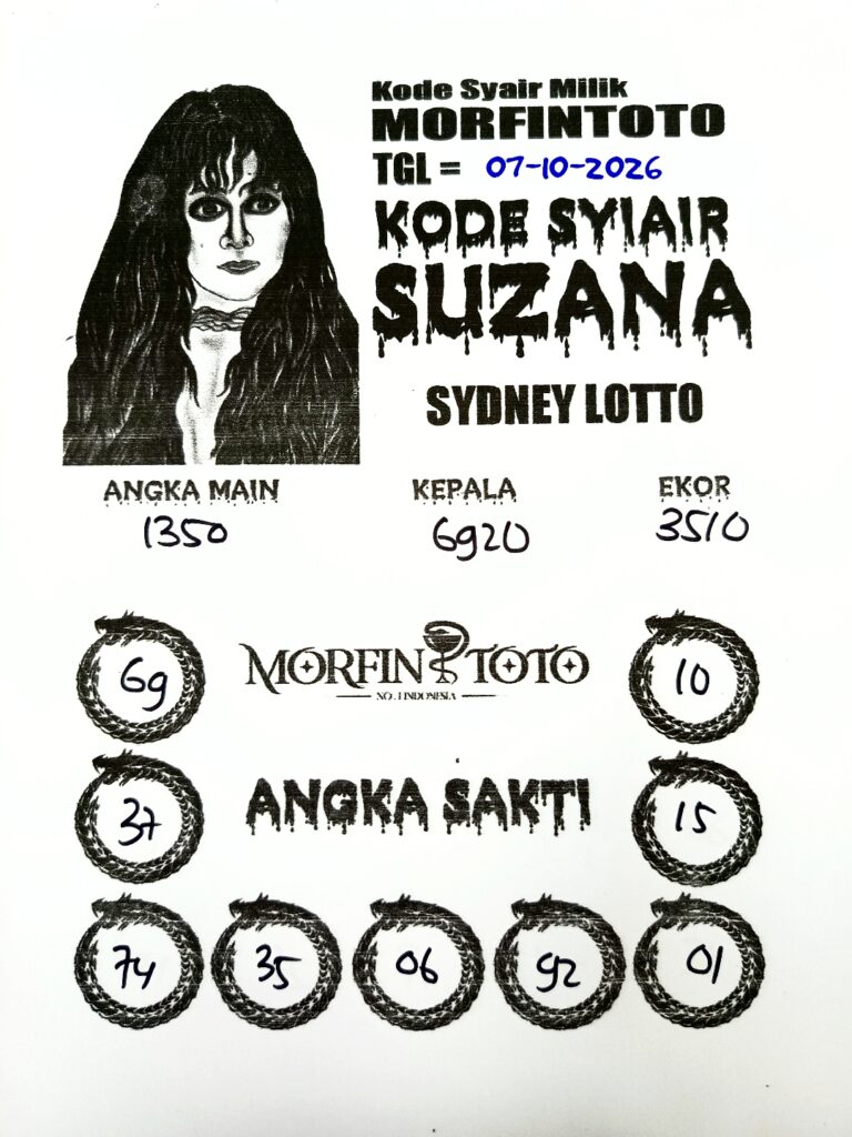 SYAIR SUZANA SYDNEY LOTTO HARI INI 07 OKTOBER 2076