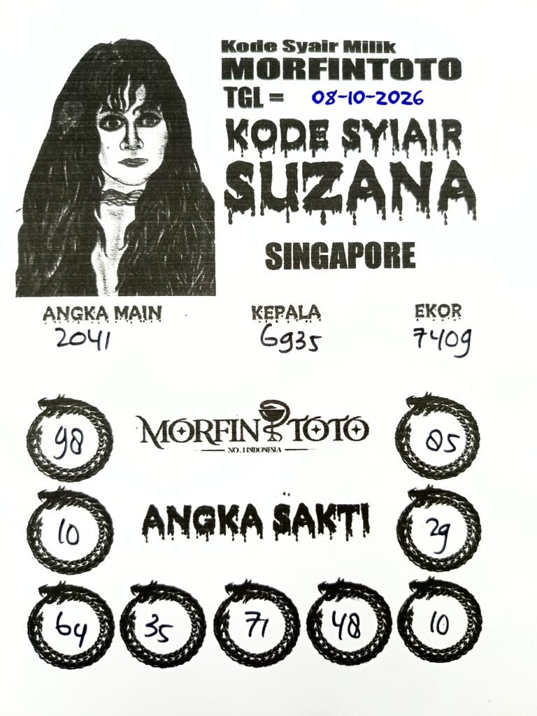 SYAIR TOGEL SUZANA SINGAPORE POOLS 08 OKTOBER 2086
