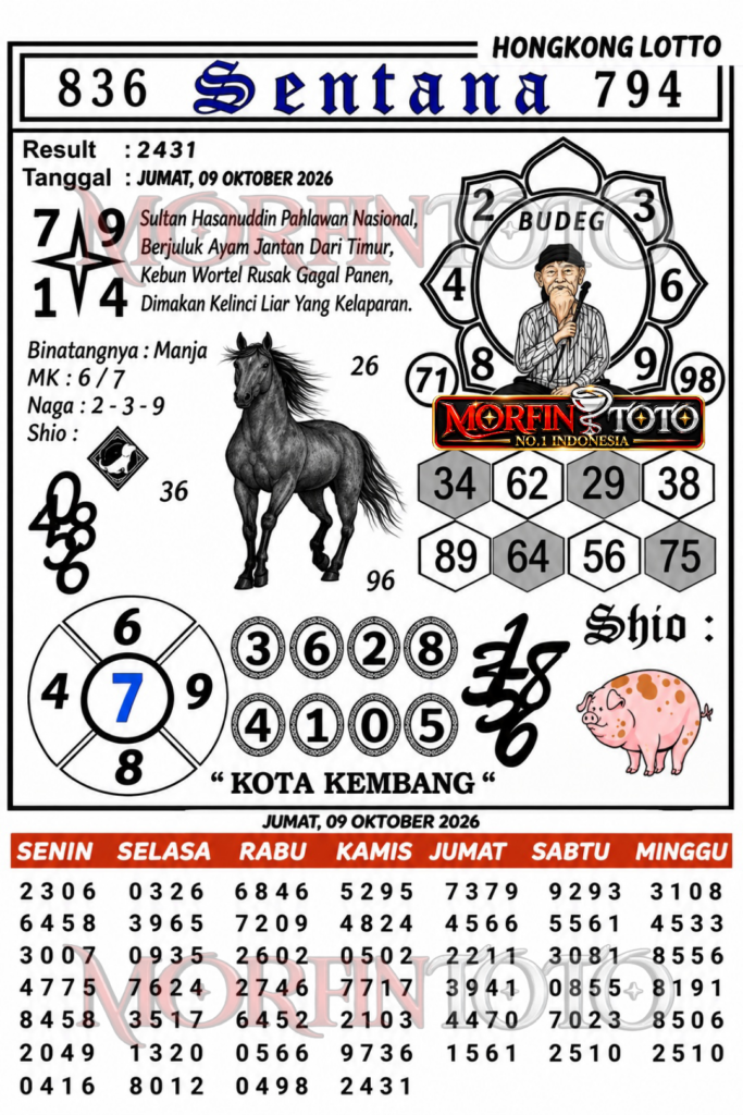 SYAIR TOGEL SENTANA HONGKONG LOTTO 09 OKTOBER 2096