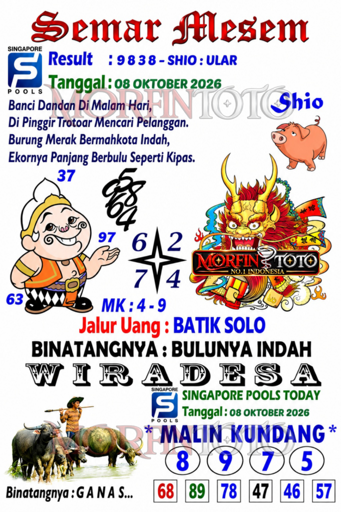 SYAIR TOGEL SEMAR MESEM SINGAPORE POOLS 08 OKTOBER 2086