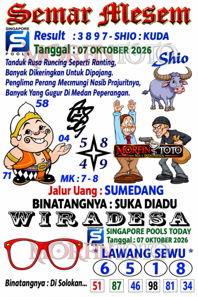 SYAIR TOGEL SEMAR MESEM SINGAPORE POOLS 07 OKTOBER 2076
